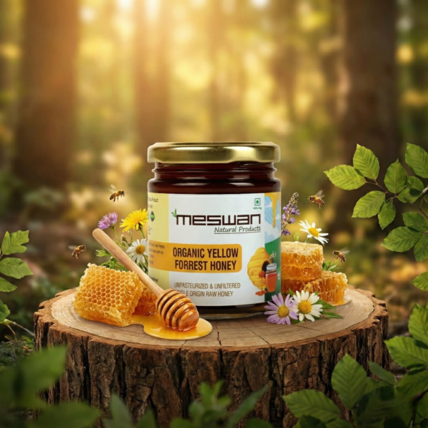 Meswan Organic Yellow Forest Honey | Unpasteurized & Unfiltered Raw Honey | Single Origin