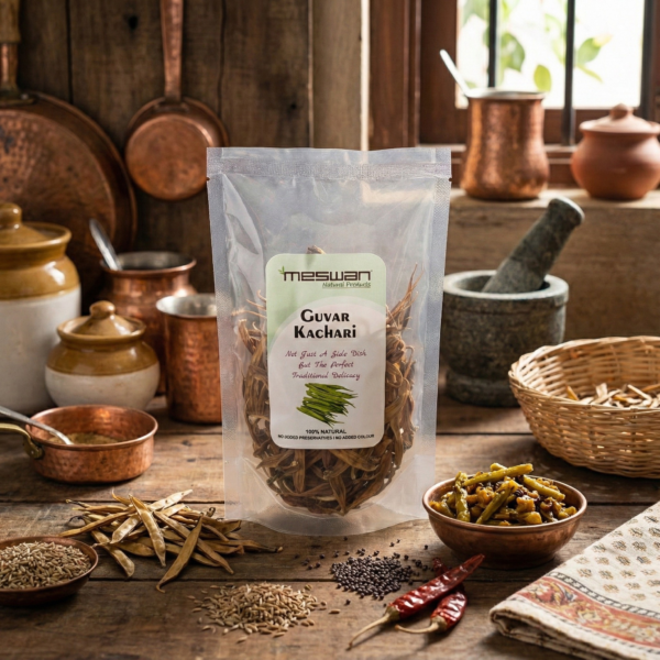 Guvar Kachari (Sun-Dried Cluster Beans) – 100% Natural Traditional Indian Dry Vegetable | No Preservatives