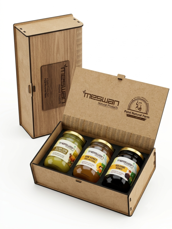 Meswan Natural Premium Trio Wooden Gift Box